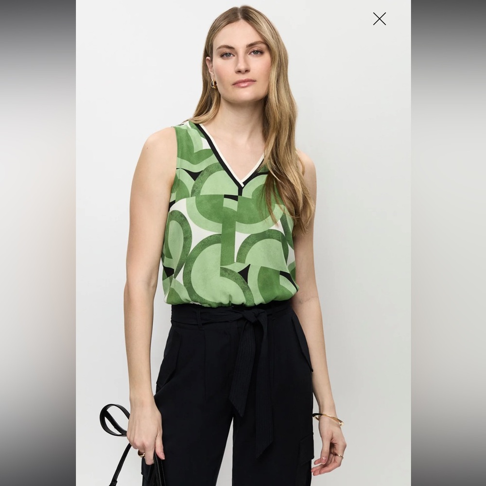 Geometric Pattern Sleeveless Blouse M - image 2